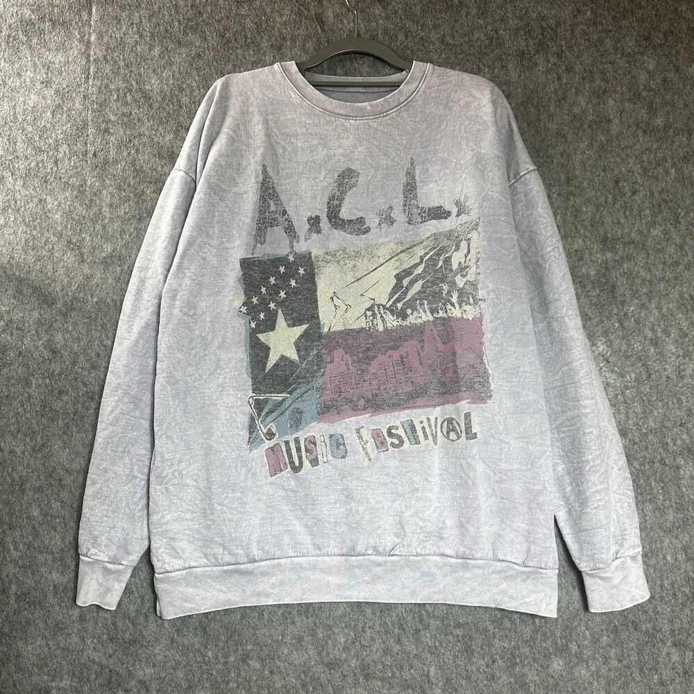 Austin City Limits ACL Music Festival Sweatshirt Womens Large Indigo Texas USA*